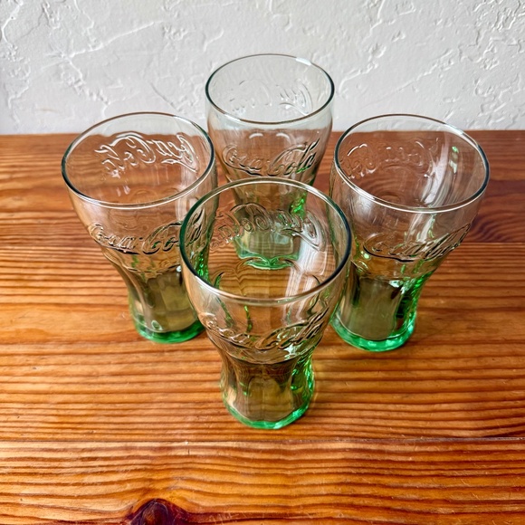 Set of 4 | Vintage Libbey Coca-Cola Glasses | Green Tint | Georgia Green - Picture 10 of 13